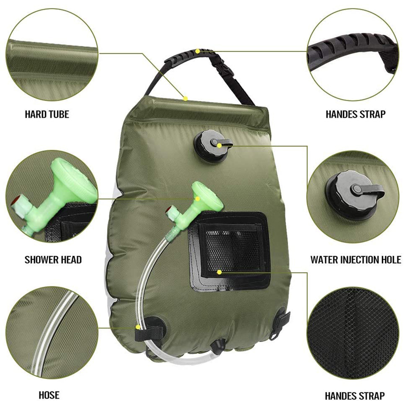 20L Solar- Dusche Tasche wasserdicht für Camping Tragbare Wasser Taschen draussen Faltbare Heizung Umschaltbar Kopf Mit Schnell Trockenen Handtuch