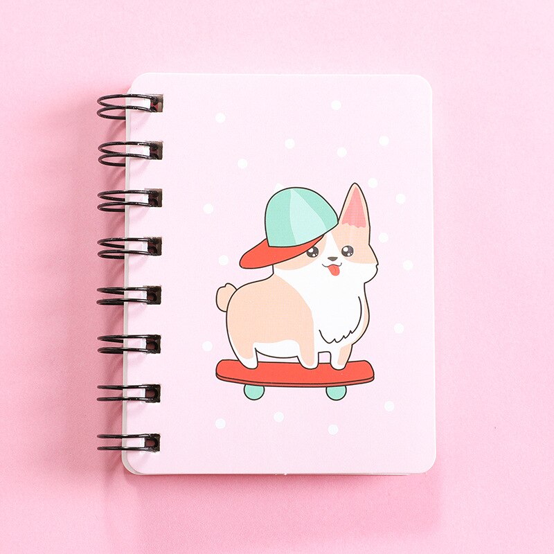Kawaii Cat Binder Spiral Notebook A7 Cute Dinosaur Writing Pads Pocket Books For Kids Korean Stationery School Supplies: 1
