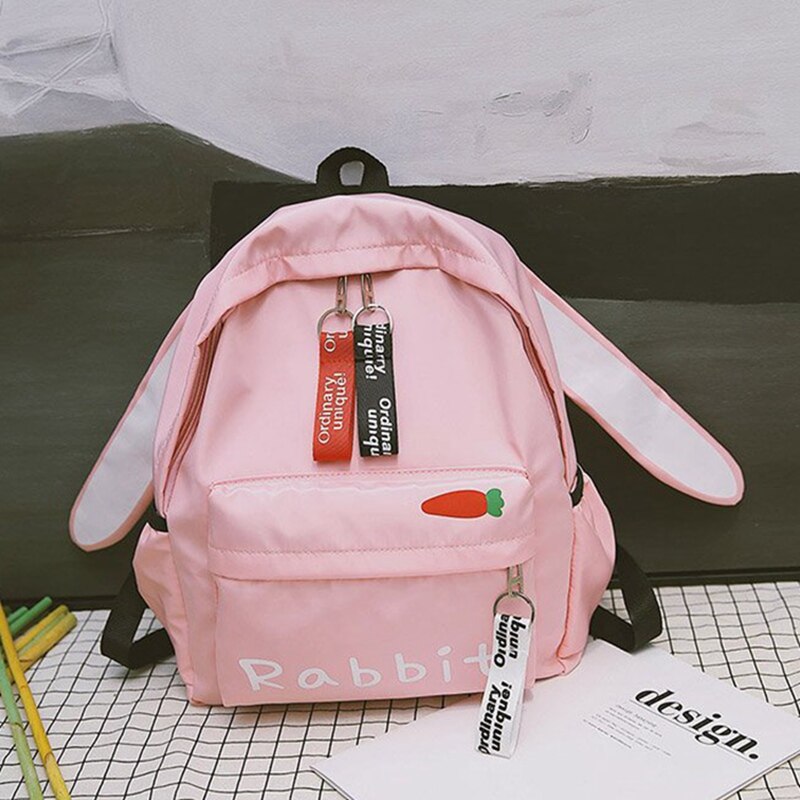 Harajuku Ulzzang Leuke 3D Lange Oren Konijn Cartoon Kat Bruine Beer Rugzak Vrouwen Kleine schooltas Voor Meisjes Reizen Schoudertassen: pink