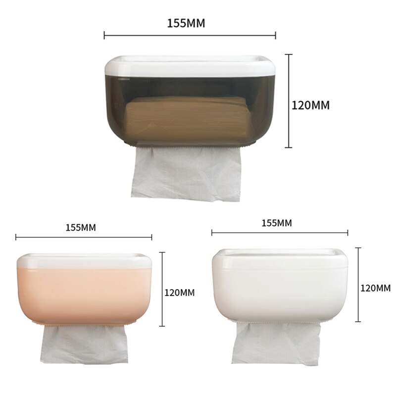 Wall Mount Toilet Paper Holder Shelf Tissue Box Waterproof Toilet Paper Tray Roll Paper Tube Bathroom Storage Box Organizer top