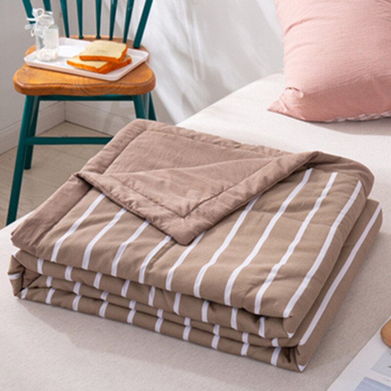 Summer Quilt Machine Washable Cotton Light and Thin King Size Blankets for Bed Luxury Blanket Quilted Bedspread on The Beds: 180x220cm / coffee stripe