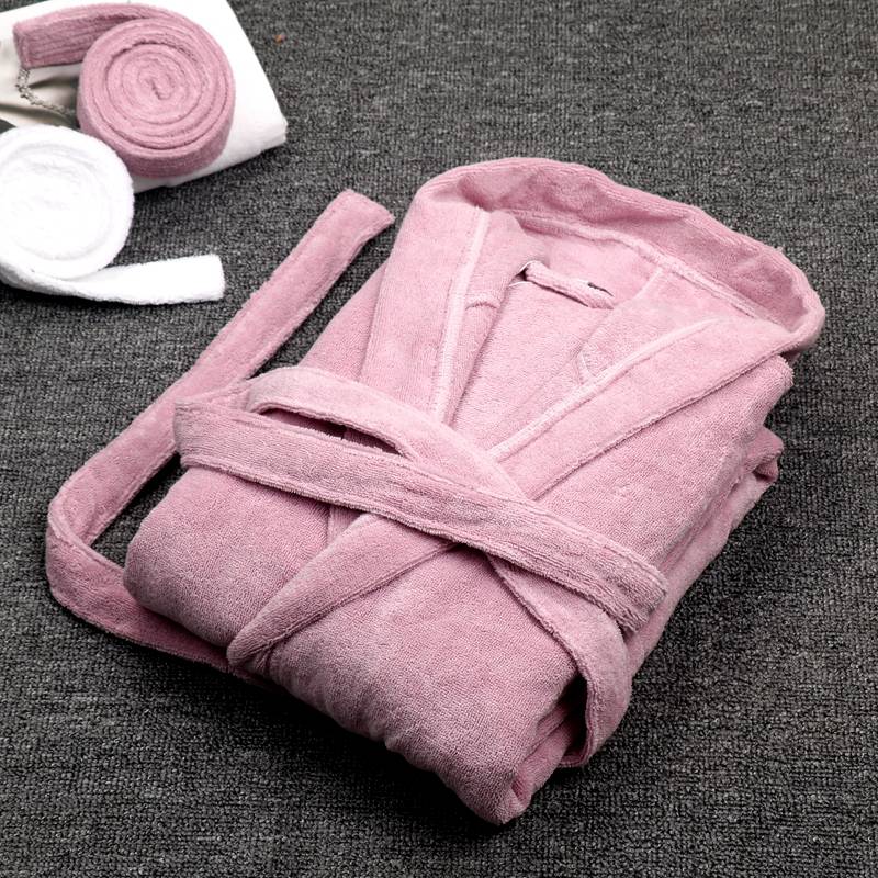 Badekåpe herre hette herrekåper bomull brudepike langermet par menn kimono kappe plysj sjal varm mannlig badekåpe kåpe høst: Mørk rosa / L (155-165cm)