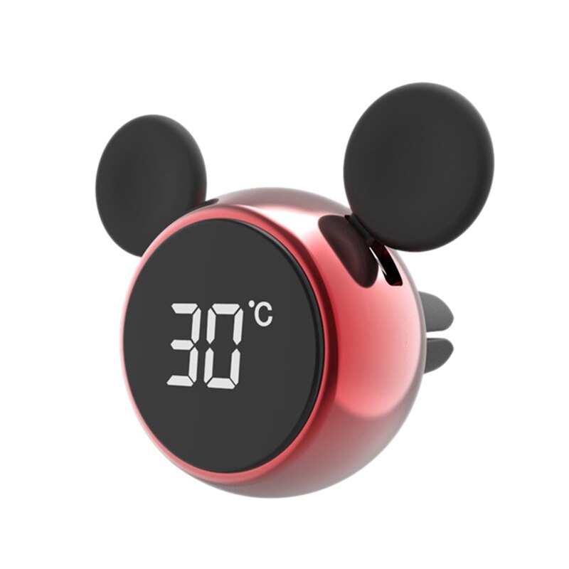 Draagbare digitale lcd-klok voor in de auto, temperatuurweergave, elektronische klok, thermometer, aromatherapie, auto-accessoires, rood
