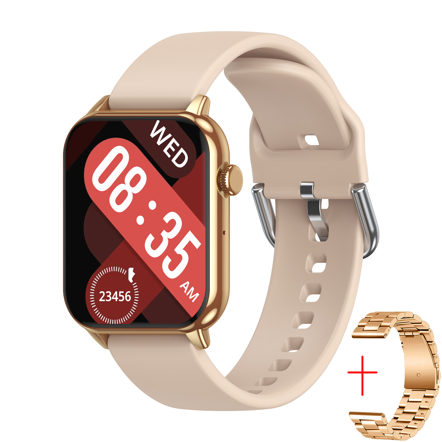 accorto guarda Bracciale sportivo Bluetooth parlare Frequenza cardiaca Pressione sanguigna Ossigeno nel sangue IP67 impermeabile NFC Regalo da 1,9 pollici per le donne: bianca