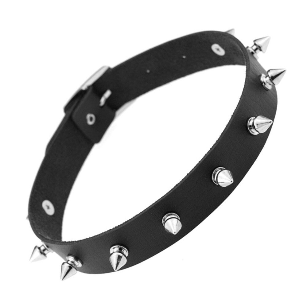 Punk Lady Gothic Leder Halsband Herz Kette Spike Niet Schnalle Kragen Halskette