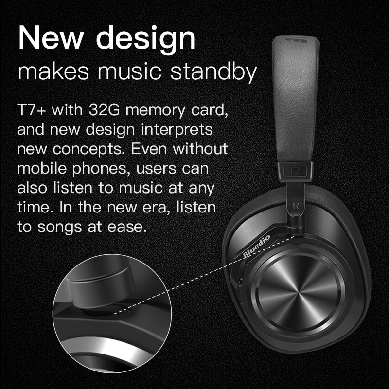 Bluedio T7 plus auriculares Bluetooth activa de ruido cancelación de auriculares inalámbricos ANC deporte auriculares para teléfonos apoyo ranura para tarjeta SD