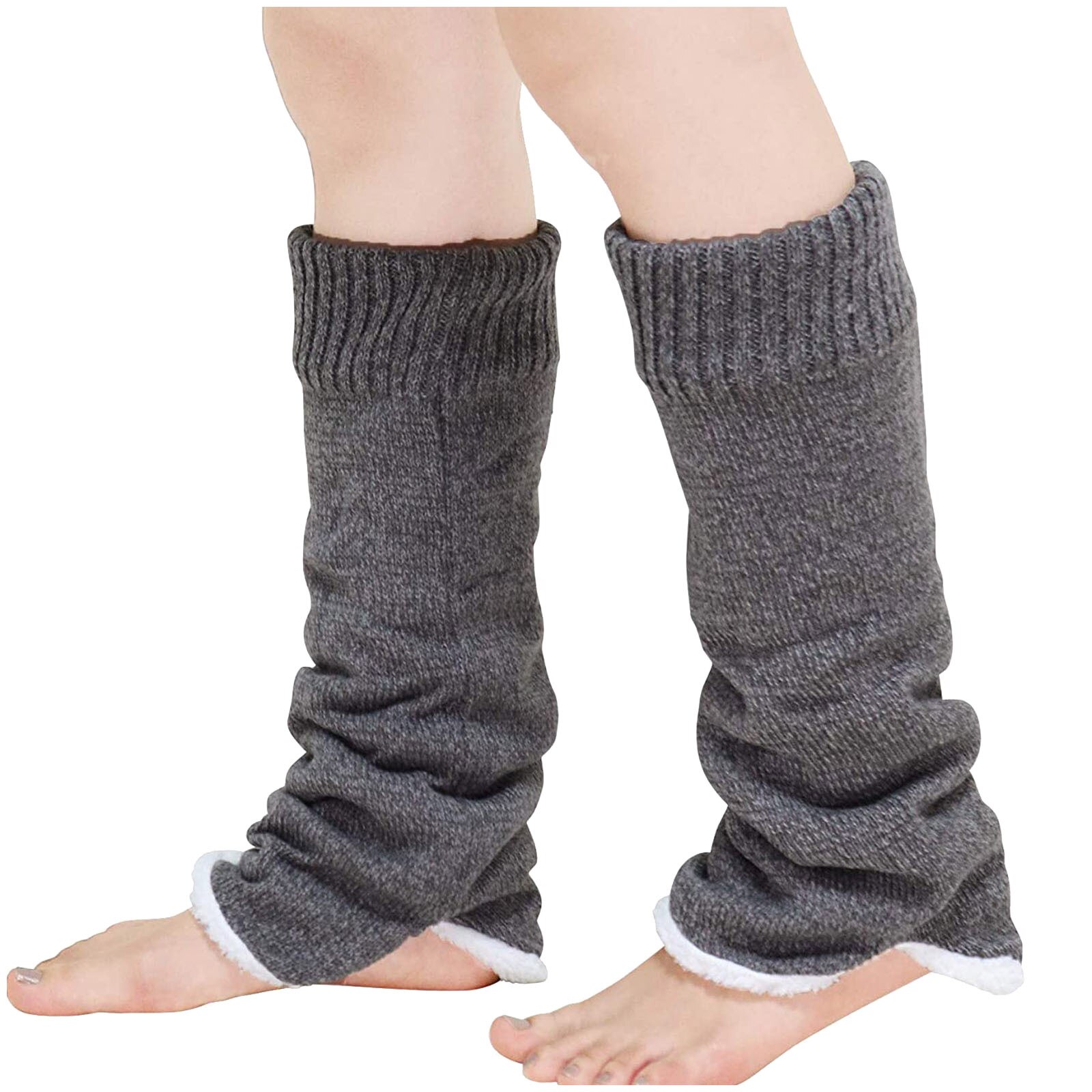 Calentadores de piernas de Invierno para mujer, largos, cálidos, gruesos, a prueba de frío, de felpa, estilo japonés, tejido sólido, calentadores de piernas