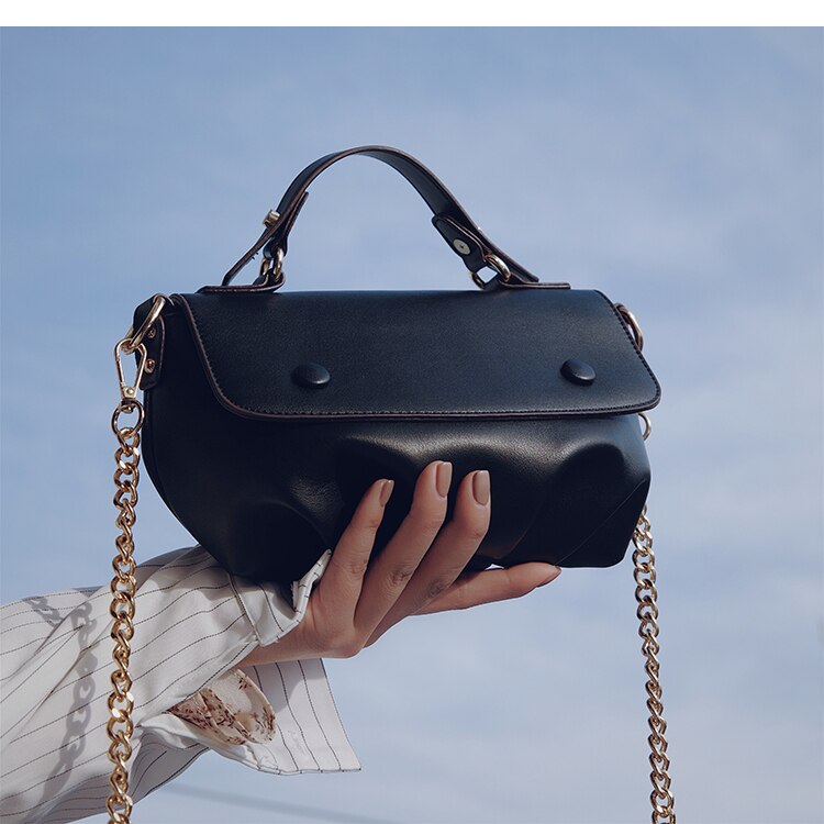 Original macaron skuldertaske & håndtaske sky smiley crossbody taske bredde 22cm højde 14cm tykkelse 12cm: Sort