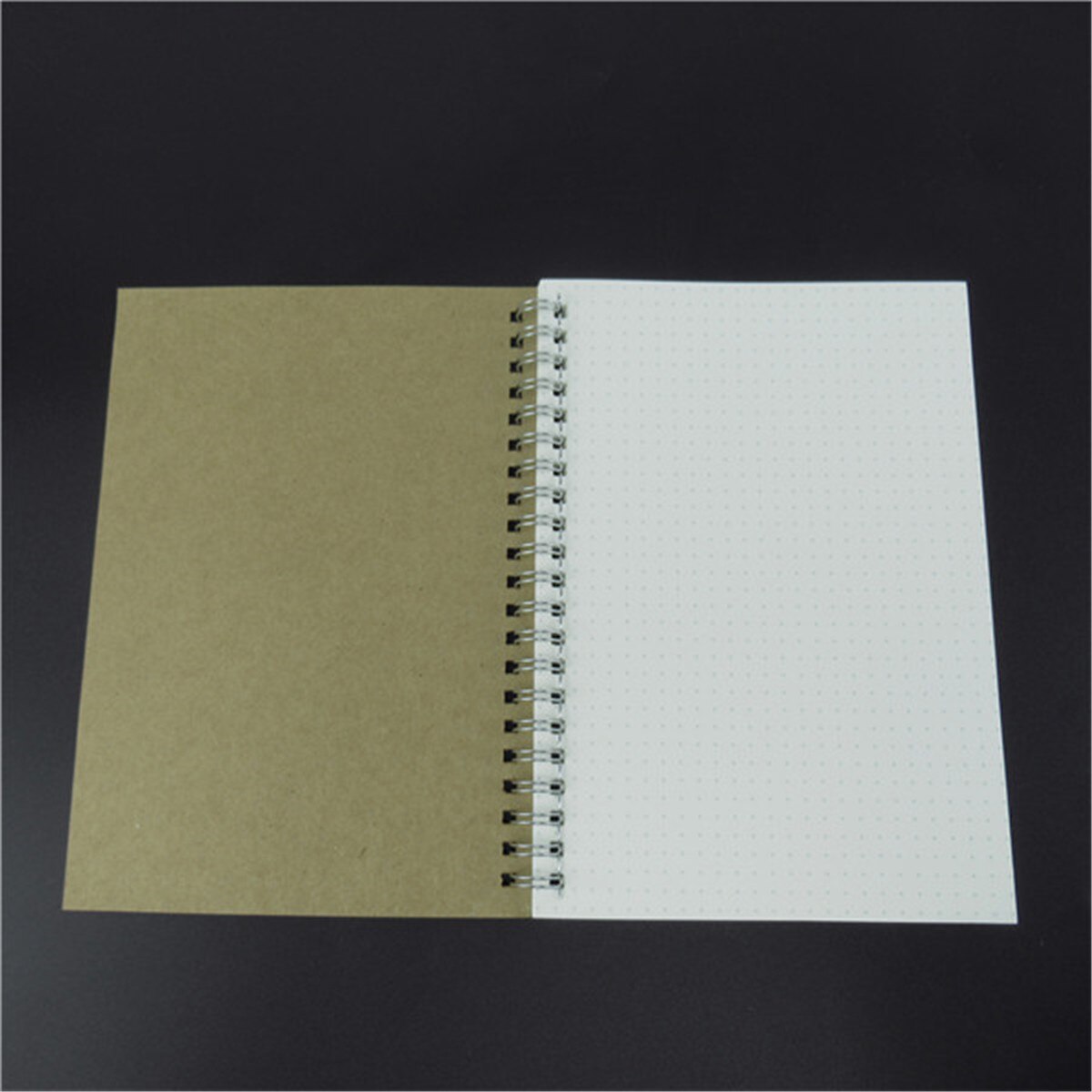 A5 Bullet Notebook Hardcover Kraft Cardboard Dot Grid Spiral Coils Journal Diary