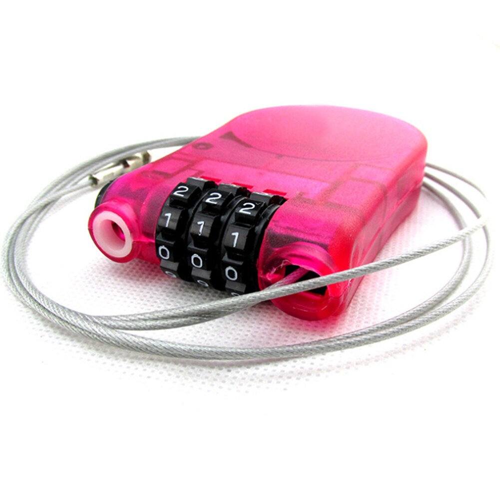 Password Code 3 Digit Rope Ski Anti Theft Padlock Pram Long Roller Cable Lock Mini Bicycle Parts Extendable Wire Security: Rose Red