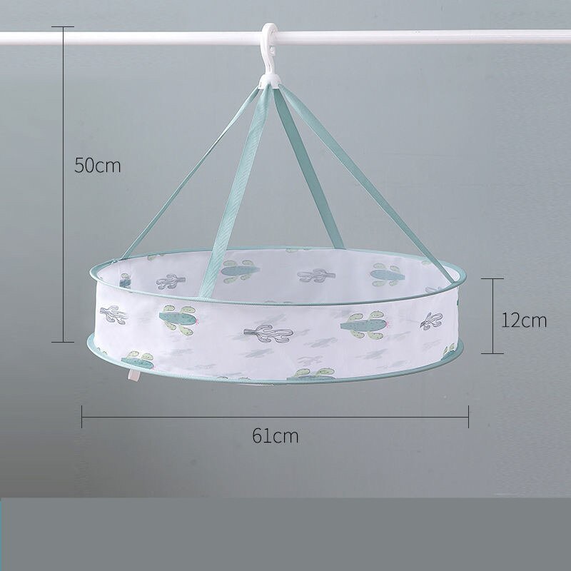 Cartoon Style Clothes Laundry Drying Net Single Double Layer Underwear Drying Basket Round Sweater Socks Drying Net Windproof: 2 layers D 48cm