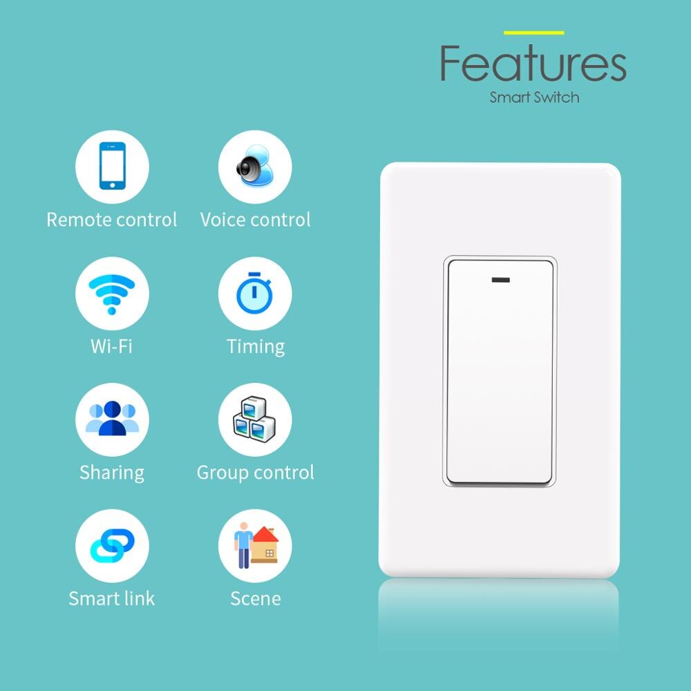 WiFi Apple Homekit Smart Home Wall Switch For LED Light 15A US Standard Smart House Gadgets Home Switches