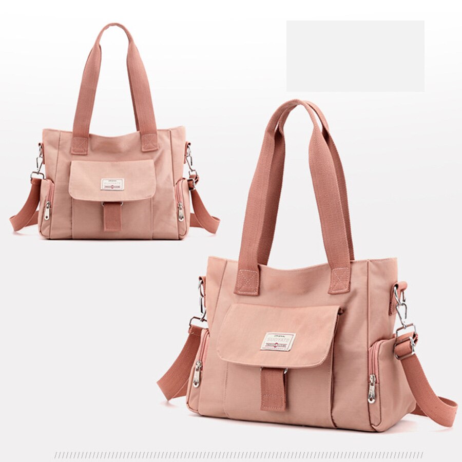 Multi-Gelaagde Lichtgewicht Single-Schouder Messenger Bag Oxford Doek Grote Capaciteit Vrouwen HandbagB618: pink