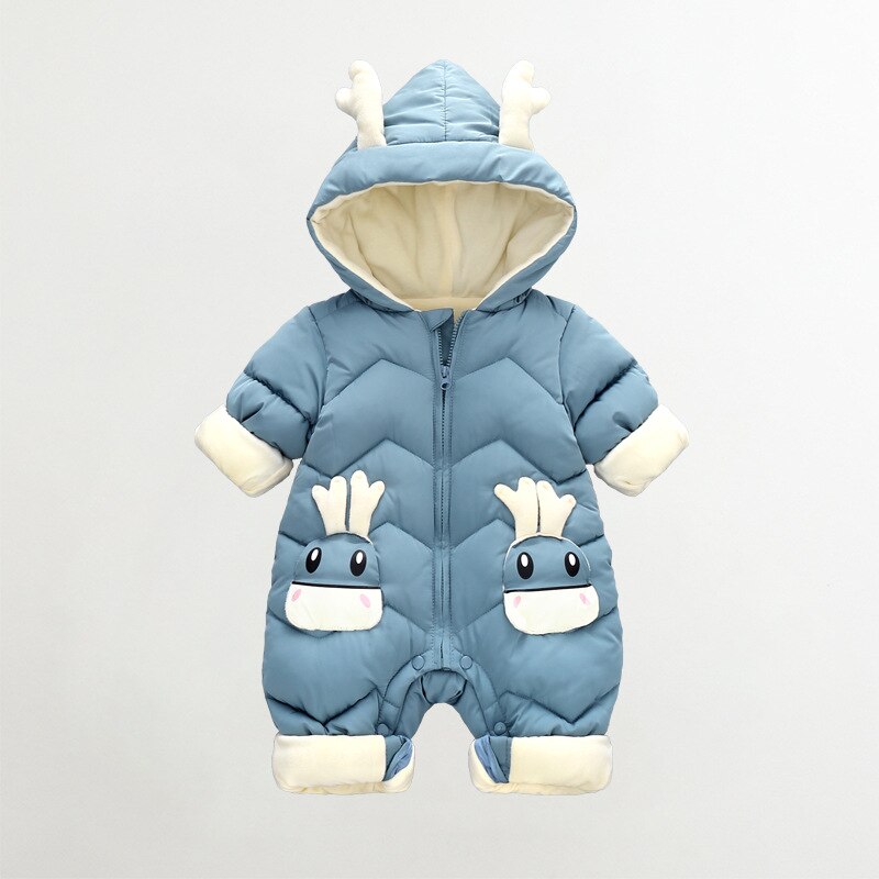 Warme Baby Kleding Winter Overall Snowsuit Plus Fluwelen Dikke Baby Jongen Jumpsuit Pasgeboren Rompertjes Baby Meisje Overalls Jas 0-2 Jaar: QC0082BLUE / 3M