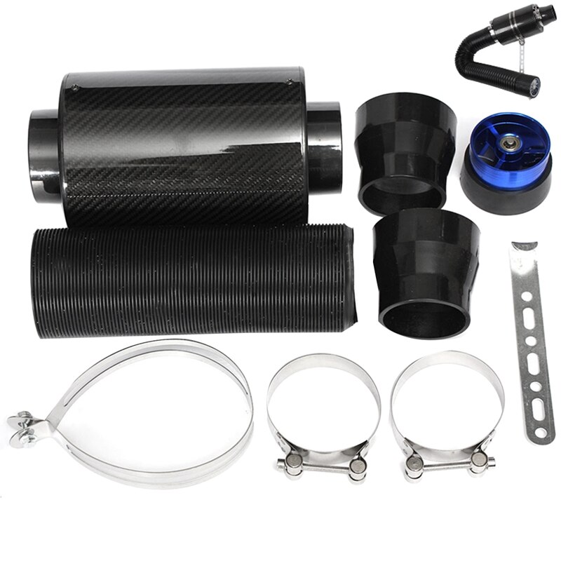 3 Inch Universal Car Cold Air Intake System with Fan Racing Carbon Fiber Cold Feed Induction Kit Air Intake Kit