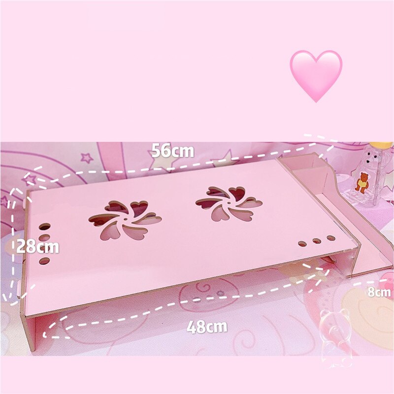 Roze Houten Computer Monitor Verhogen Rack Laptop Verhogen Storage Box Office Desktop Computer Opbergrek Kantoor Accessoires