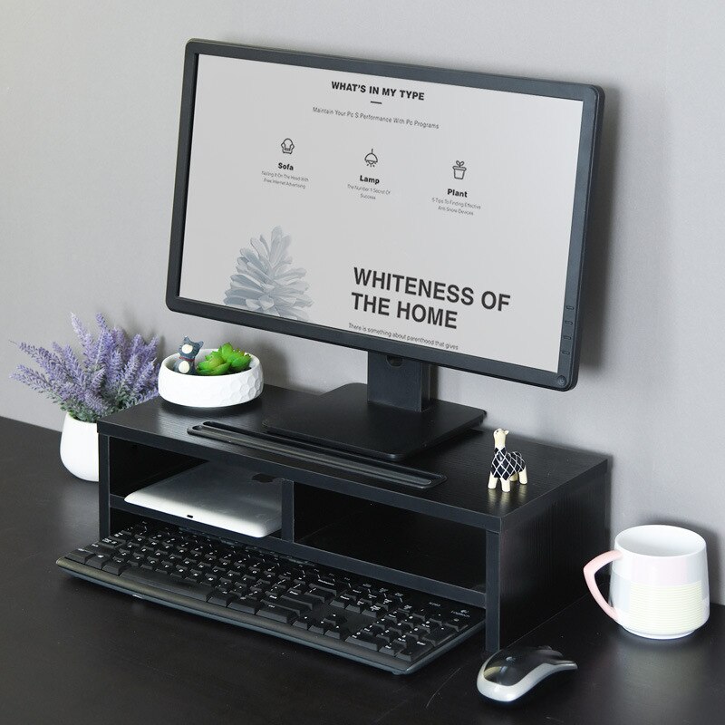 High home monitor with raised stand desktop with socket multi-function card slot computer screen stand: Double layer E