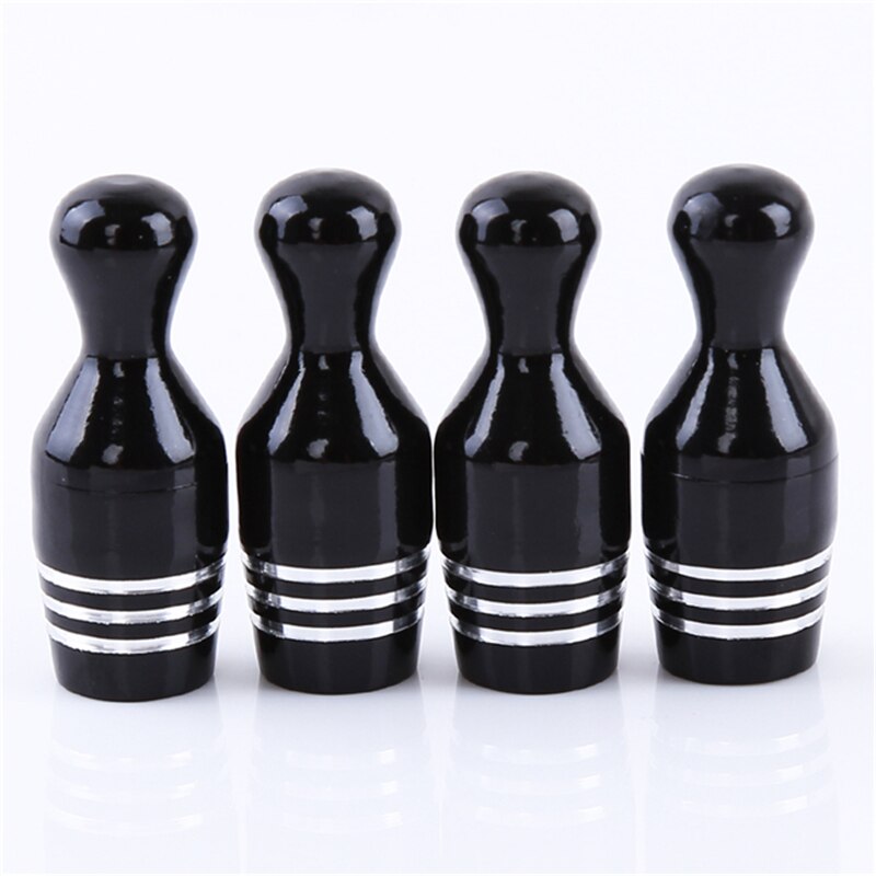 4 stk aluminium bullet bil lastebil deksel bowling dekk felg ventil hjulstamme caps bil-styling dekk cap: Svart