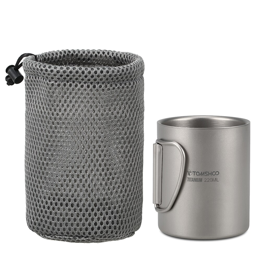 Tomshoo 220/350/450/600Ml Dubbele Muur Titanium Water Cup Koffie Thee Mok Voor Thuis Outdoor camping Wandelen Backpacken Picknick