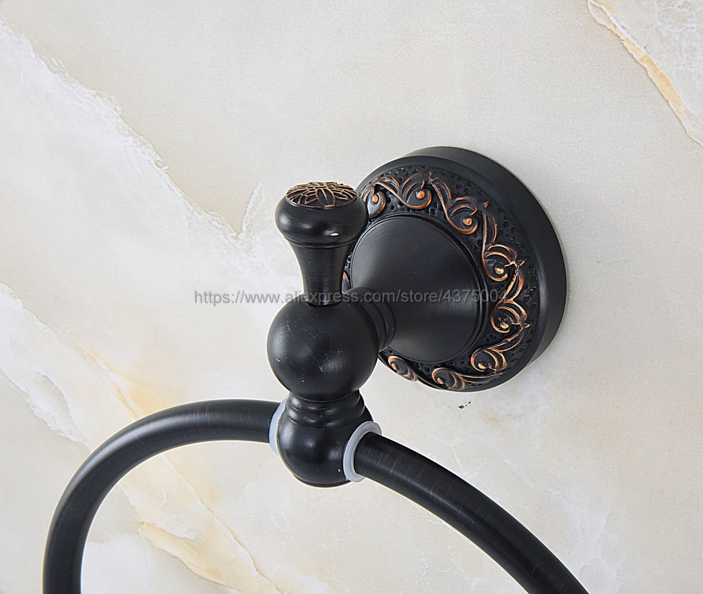 Negro aceitado de aceite de latón anillo montaje en pared accesorios de baño anillo toalla Toalla de baño Baño hardware Nba856
