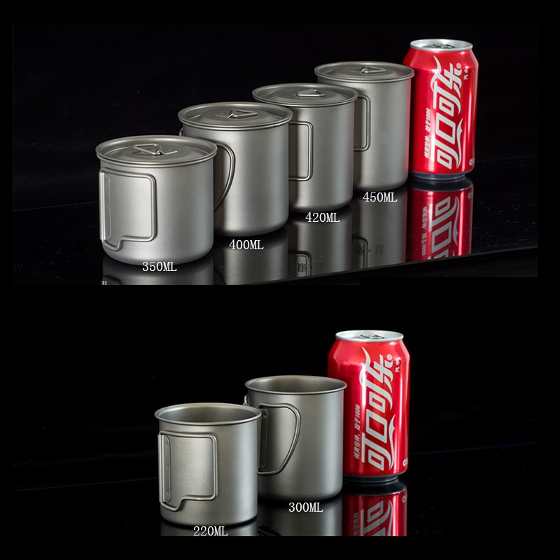 iBasingo Titanium Dubbelwandige Bekers Set 120ml 180ml 300ml 450ml Koud Warm Geïsoleerde Thee Koffie Beker Ultralicht 4 in 1 Stapelbaar Drinkbeker