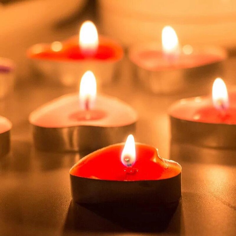 50Stck Liebe Herz Geformt Tee Licht Kerzen Rauchlosen Kerzen Romantische Dekorative