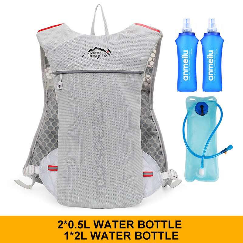 Sac à dos ultraléger pour hommes, gilet d&#39;hydratation, de Jogging, respirant, pour Marathon, vélo, bouteille d&#39;eau, 5l, 500ML: Gray2lwater Bag500