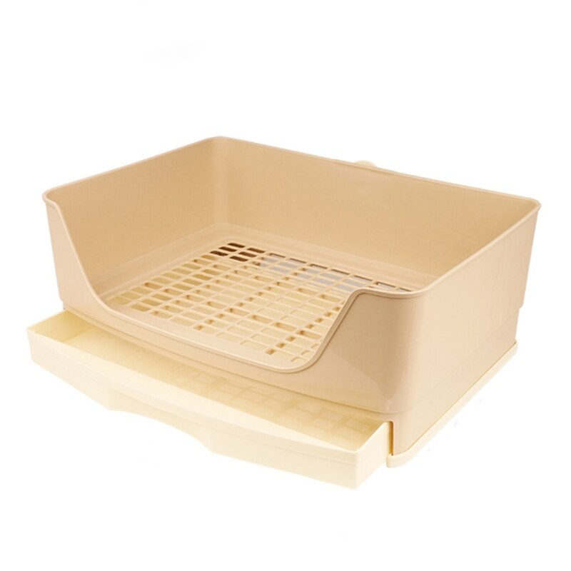 Large Rabbit Litter Box with Drawer Place Firmly Pet Bedpan Corner Toilet Box with Grate Potty Easy Operation Bigger Pet