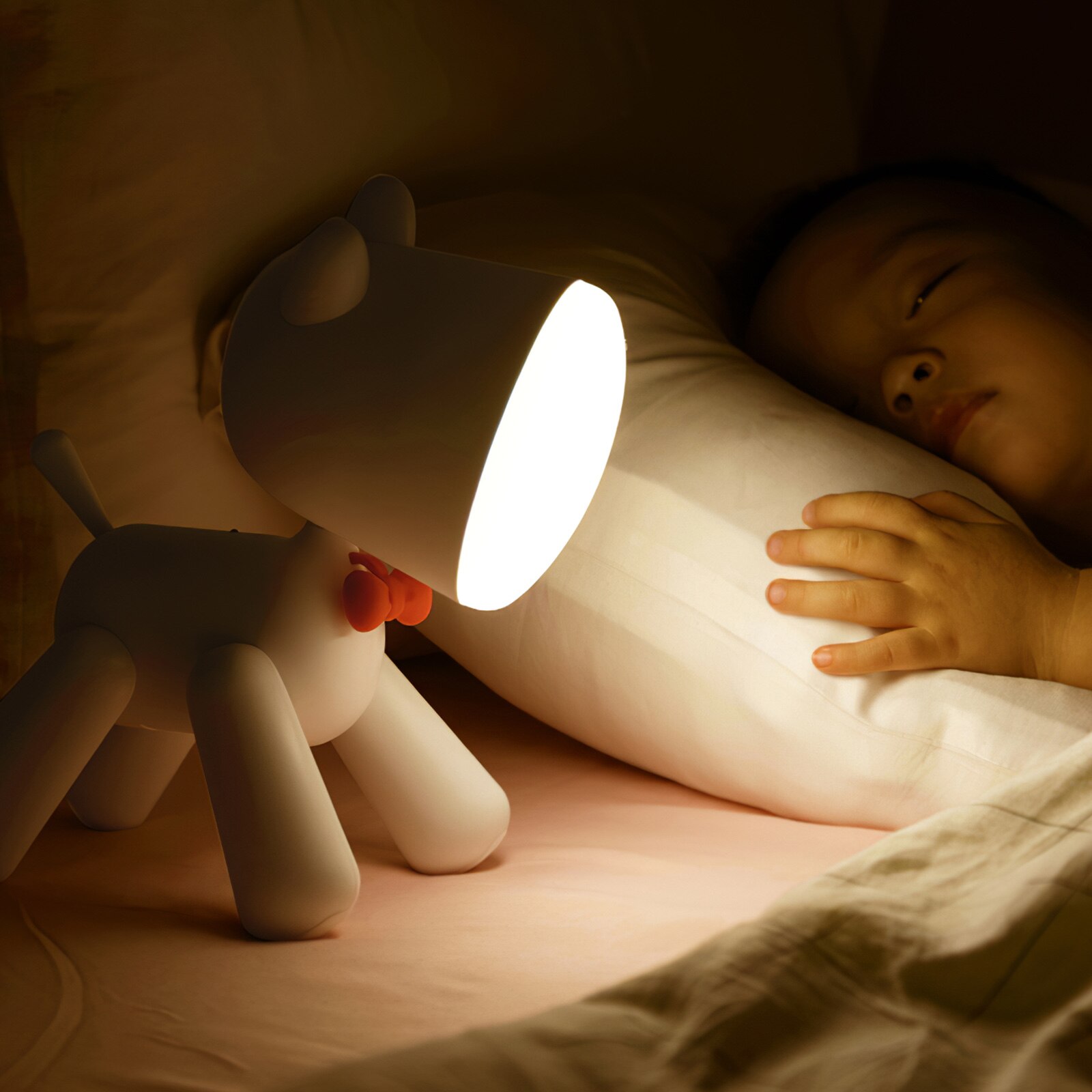 Puppy Led Night Lamp For Children 1200mAh Rechargeable Cute Dog Night Lights Adjustable Brightness Table Lamp For Home Bedroom