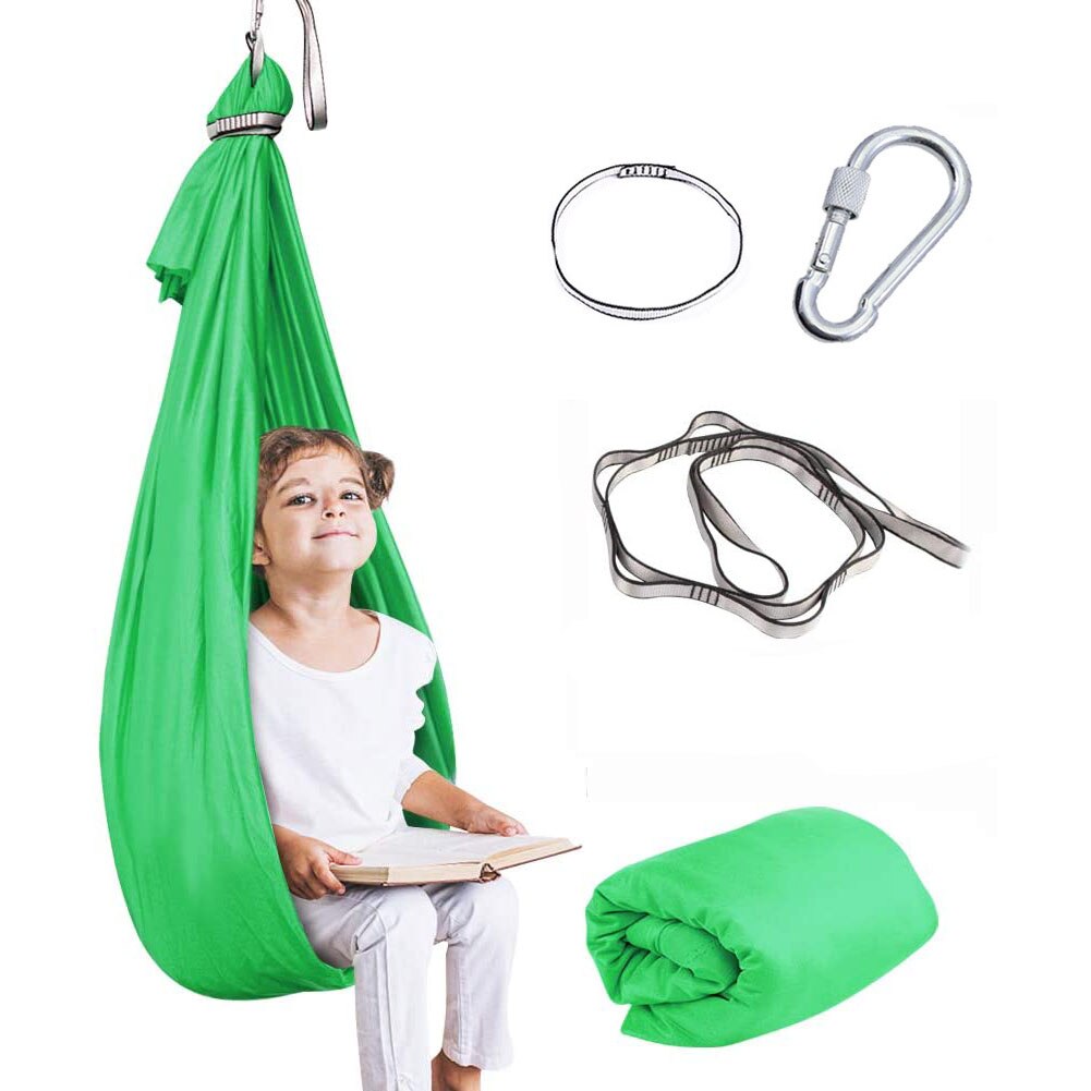 Kid Zintuiglijke Swing Indoor Yoga Hangmat Therapie Seat Stoel Huis Cuddle Swing Geweldig Voor Autisme Adhd Verwerking Stoornis: Grass green