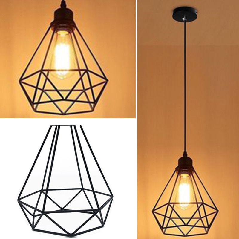 Vintage retro edison hängande glödlampa tråd fågelbur form lampskärm takbelysningsarmaturer gör-det-själv lampfothållare heminredning