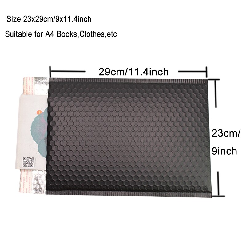 10PCS Schwarz Metallic Gepolsterte Mailer Porto Mailer Kleidung Schuhe Beutel Folie Blase Umschläge: Matte-23x29cm