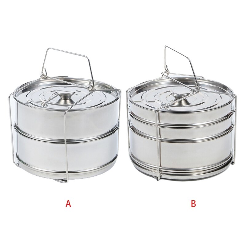 Vaporera de doble capa de acero inoxidable 304, cesto funcional múltiple, olla mediana, para hornear, cazuela, maceta para Fideos