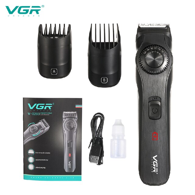 VGR – tondeuse professionnelle pour homme, rasoir Rechargeable pour salon de coiffure et barbe, T9 0mm: Black