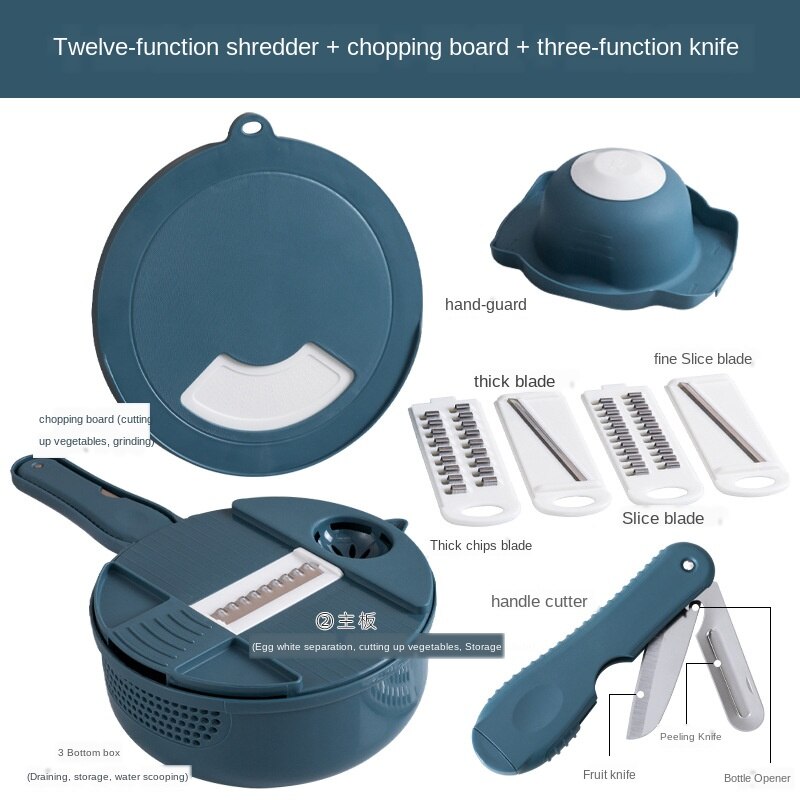 Tiktok Explosion Multi-Function Cutting Kitchen Full Set Cutting Board Cutting Machine Manual Peeling Rotating Grater