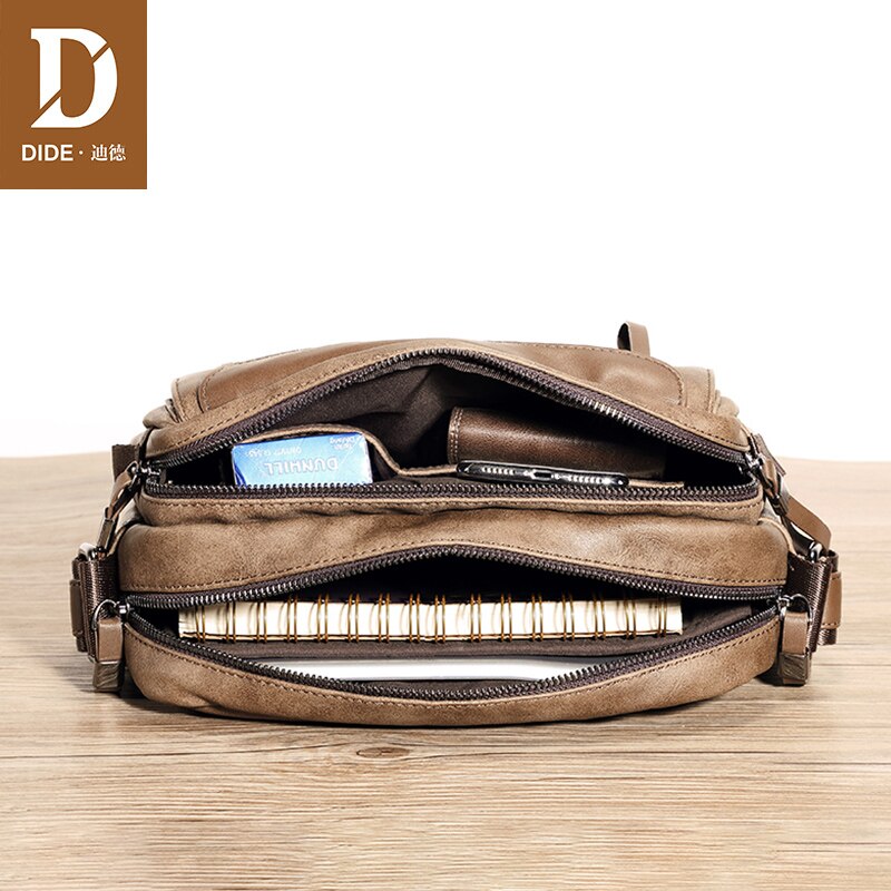 DIDE-bandolera de cuero estilo Vintage para hombre, Mini Bolso pequeño, color negro