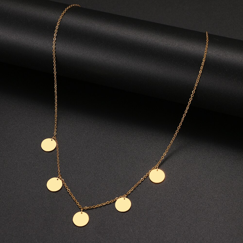 2022 new stainless steel round circle necklaces geometric style simple fashionable women's necklace jewelry: Gold color