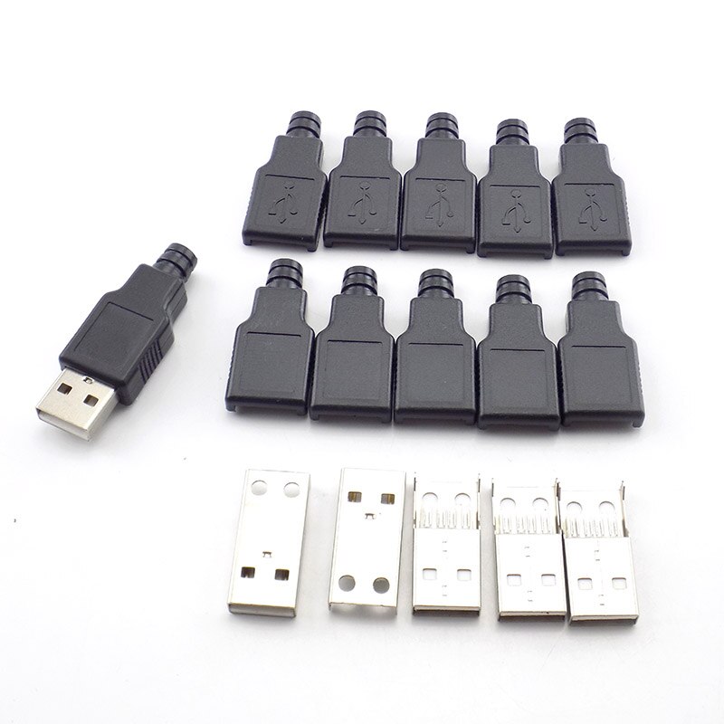 1/5/10 stücke DIY Stecker Stecker Typ A Buchse USB 2,0 Typ A Stecker USB 4Pin Adapter Buchse Solder stecker Mit Schwarz Kunststoff Abdeckung
