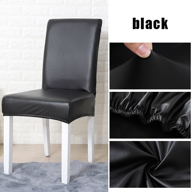 PU Leather Solid Color Chair Cover Waterproof Dining Chair Covers Hotel Banquet Wedding Seat Covers Chair Protector: A