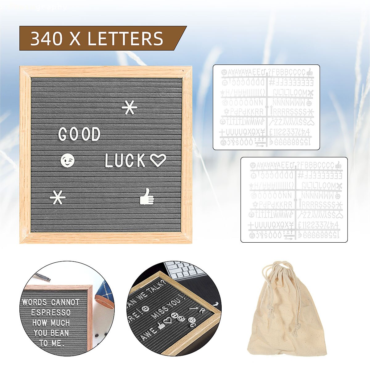 JUT MADE Magnetic Letter Board - Changeable Letter Tray