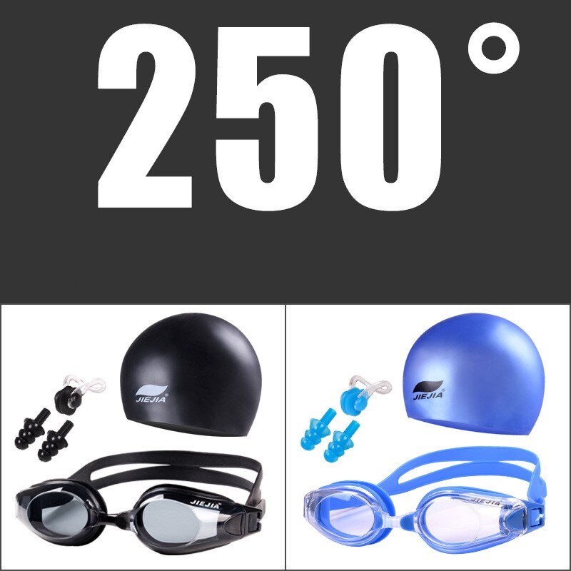Waterproof and anti-fog swimming glasses, myopia goggles, uv goggles, adjustable silicone goggles, silicone swimmin: MYOPIA -250