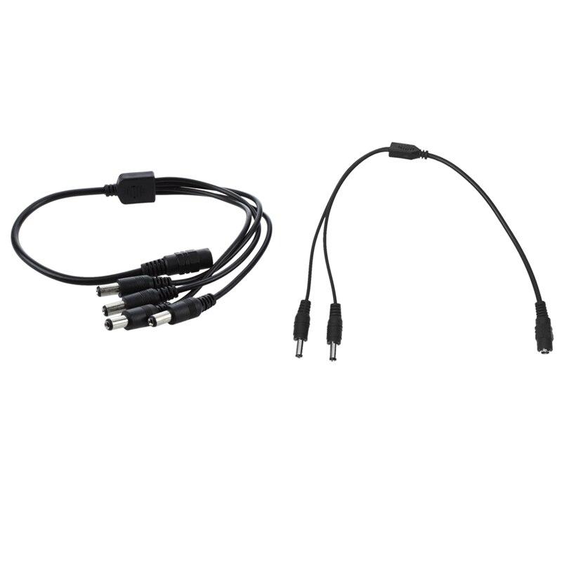 2PCS 1 To 4 DC Power 4-Port Splitter Adapter Cable With 30Cm 1 Female To 2 Male Plug DC Power Jack Splitter Cable