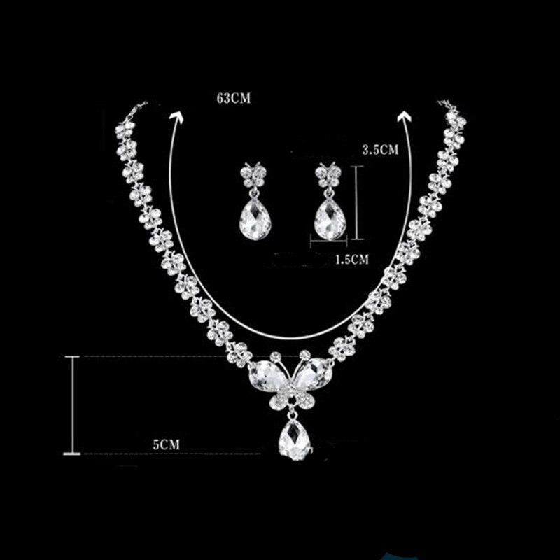 CC sieraden sets ketting oorbellen 2 stuks water cubic zirkoon bruiloft accessoires voor vrouwen bruids prinses mode zm013