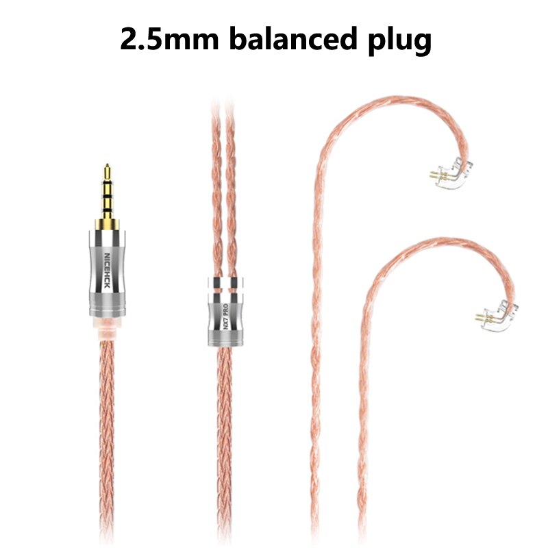 NICEHCK NX7 Pro Dedicated 16 Cores High Purity Copper Cable 3.5/2.5/4.4mm Plug NX7 2Pin For NX7 Pro/DB3/TFZ/AUGLAMOUR Universal: 2.5mm balanced plug