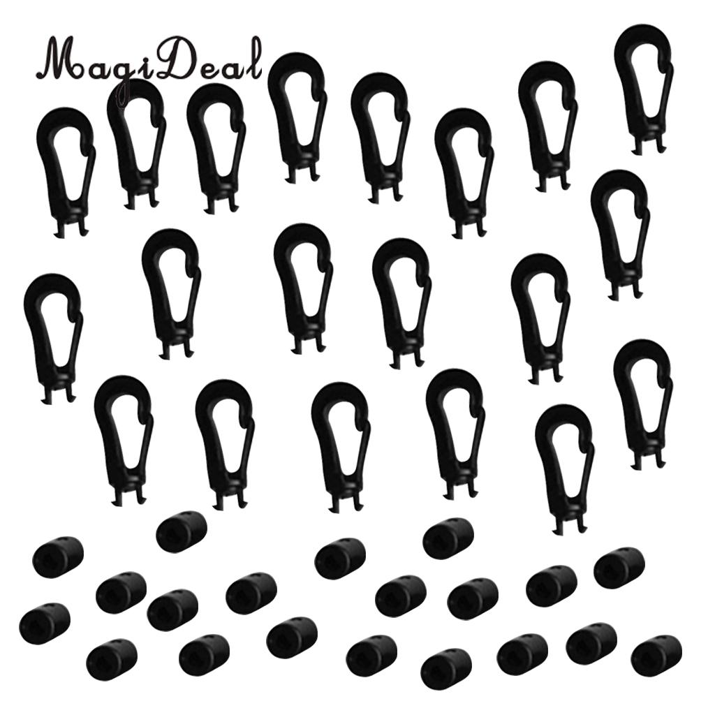 Magideal Sterk Duurzaam 20Pcs Plastic 5 Mm Shock Bungee Koord Karabiner Haak Elastische Koord Touw End Voor Kayak Kano rafting Acce