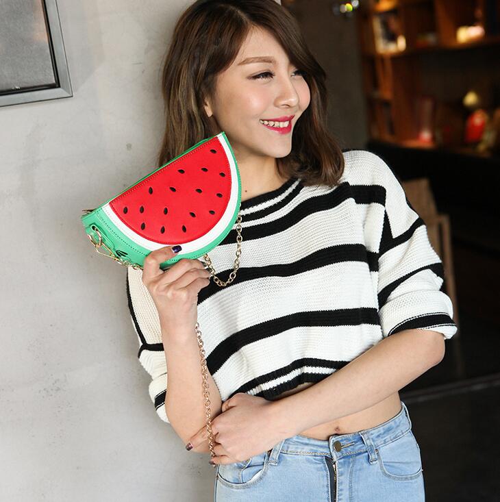 Leuke zomertas voor dames van pu leer, schattige fruitpakketjes, schoudertas met watermeloen