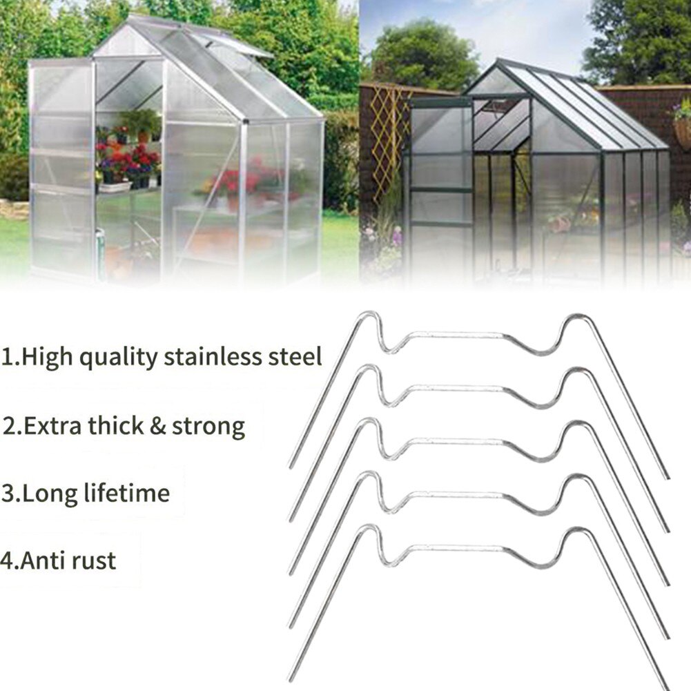 25/50/100pcs Greenhouse Glass W Clips Stainless Steel Glazing Glass Clip Greenhouse Spares Parts Garden Supplies Fixing Clip