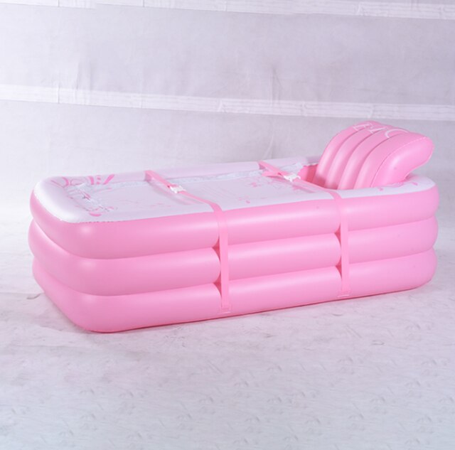 165x85x45cm Blue Large Size Inflatable Bath Bathtub SPA PVC Folding Portable For Adults Household Inflatable Tub: D