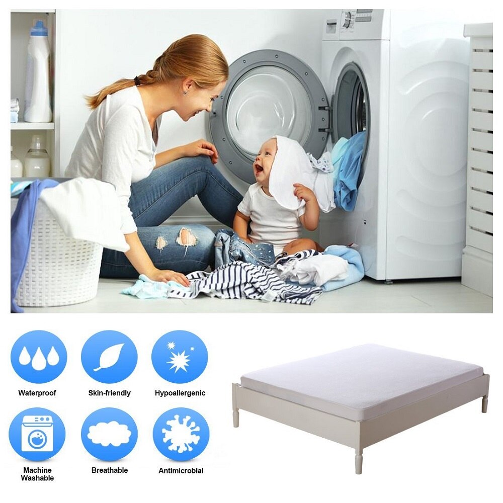 Warmtex Smooth Mattress Cover Waterproof Bed Protector For Memory Foam Mattress Topper Bed Pad Anti Mite Bed Cover Queen Size