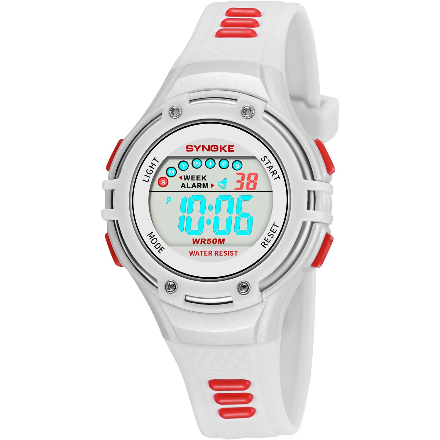 SYNOKE Jongens Horloges Kids Digitale Horloge Waterdicht multifunctionele Chronograaf Nachtlampje Wekker kinderen Cadeau: White Watch